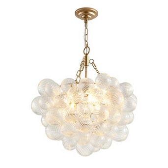 Glass Globe Pendant Light with Adjustable Hanging Cord for Kitchen and Dining Room