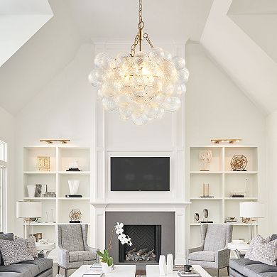 Glass Globe Pendant Light with Adjustable Hanging Cord for Kitchen and Dining Room