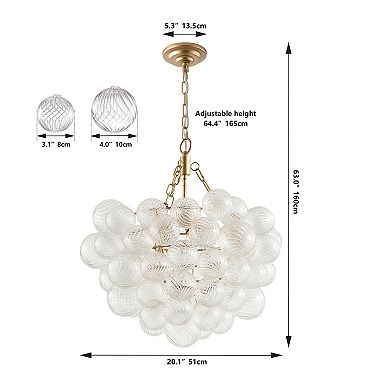 Glass Globe Pendant Light with Adjustable Hanging Cord for Kitchen and Dining Room