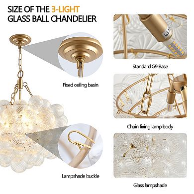 Glass Globe Pendant Light with Adjustable Hanging Cord for Kitchen and Dining Room