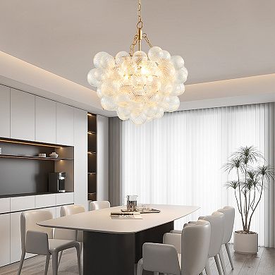 Glass Globe Pendant Light with Adjustable Hanging Cord for Kitchen and Dining Room