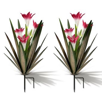 Hand-Painted Metal Agave Garden Decor 2 pc