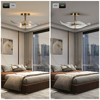 Glass Semi Flush Mount Ceiling Light for Hallway Bathroom and Kitchen