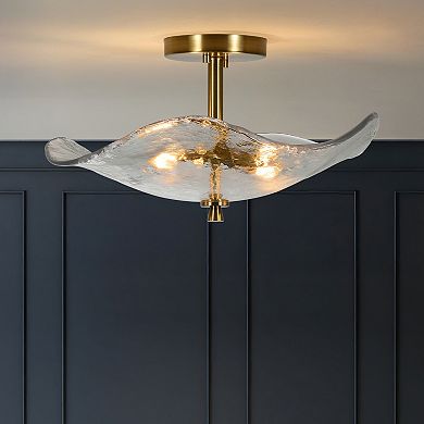 Glass Semi Flush Mount Ceiling Light for Hallway Bathroom and Kitchen