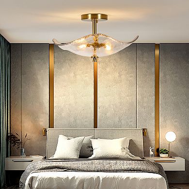 Glass Semi Flush Mount Ceiling Light for Hallway Bathroom and Kitchen