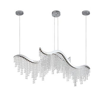 Dimmable LED Crystal Chandelier with Wave Design for Interior Living Space