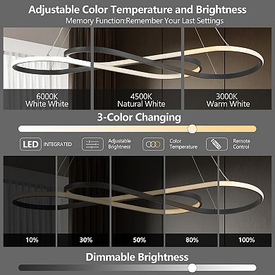 LED Pendant Light with Infinity Ring Design for Living and Dining Room