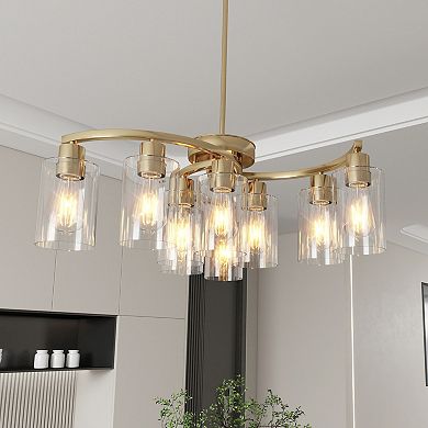 Clear Glass Chandelier with Multi Bulb Design for Dining Room and Kitchen Island
