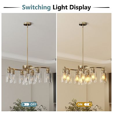 Clear Glass Chandelier with Multi Bulb Design for Dining Room and Kitchen Island