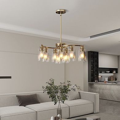 Clear Glass Chandelier with Multi Bulb Design for Dining Room and Kitchen Island