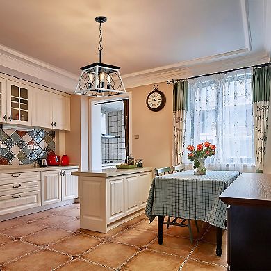 Farmhouse Chandelier with Metal Frame and Classic Structure for Dining Room