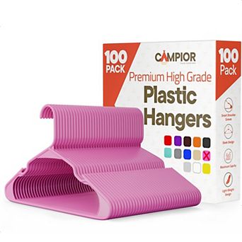 Campior Plastic Hangers Slim, Heavy-Duty, Non-Slip Notches, Pack of 100