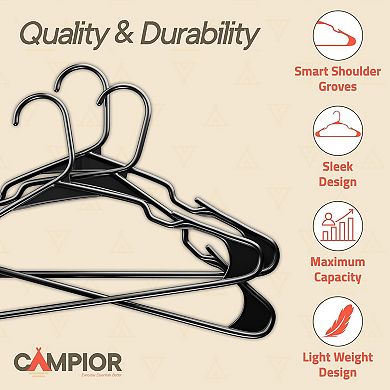 Campior Plastic Hangers Slim, Heavy-Duty, Non-Slip Notches, Pack of 100
