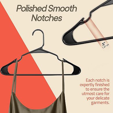 Campior Plastic Hangers Slim, Heavy-Duty, Non-Slip Notches, Pack of 100