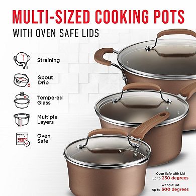 14-Piece Golden Nonstick Pots & Pans Set for All Cooktops