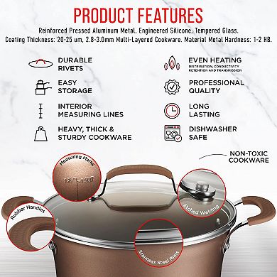 14-Piece Golden Nonstick Pots & Pans Set for All Cooktops
