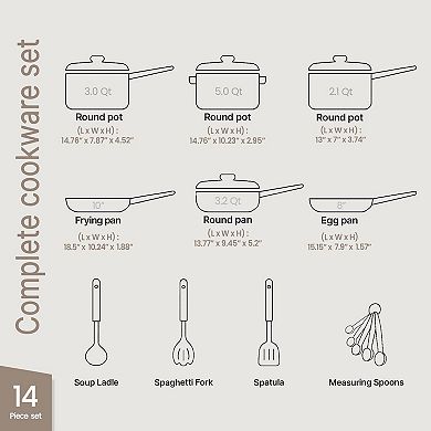 14-Piece Golden Nonstick Pots & Pans Set for All Cooktops