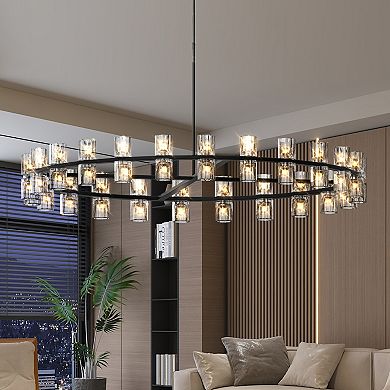 LED Crystal Chandelier with Integrated Light Strips for Living and Dining Room