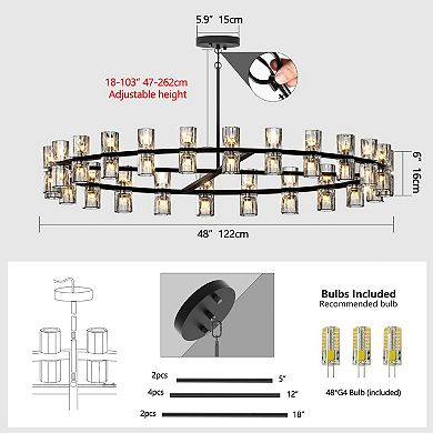 LED Crystal Chandelier with Integrated Light Strips for Living and Dining Room