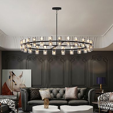 LED Crystal Chandelier with Integrated Light Strips for Living and Dining Room