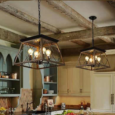 Metal Cage Pendant Light with Industrial Wire Frame for Living Room and Kitchen