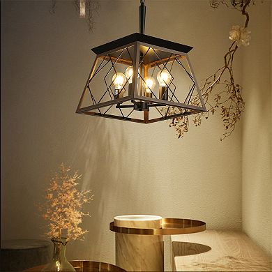 Metal Cage Pendant Light with Industrial Wire Frame for Living Room and Kitchen