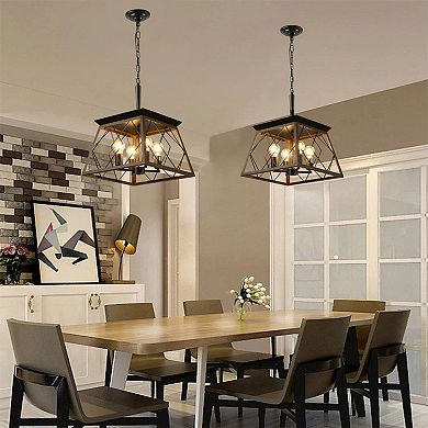 Metal Cage Pendant Light with Industrial Wire Frame for Living Room and Kitchen