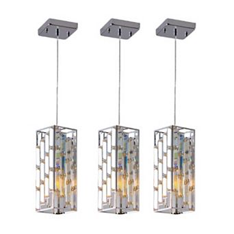 Crystal Prism Pendant Light with Faceted Glass for Kitchen Island and Dining