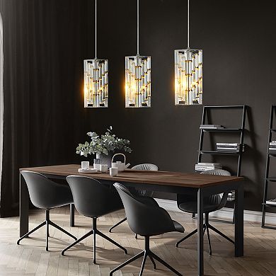 Crystal Prism Pendant Light with Faceted Glass for Kitchen Island and Dining