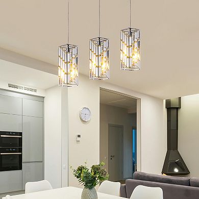 Crystal Prism Pendant Light with Faceted Glass for Kitchen Island and Dining