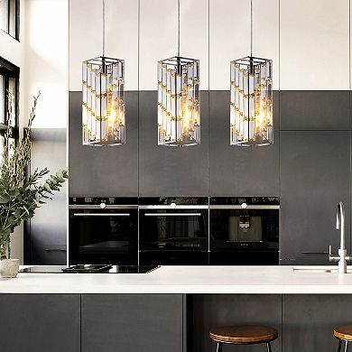 Crystal Prism Pendant Light with Faceted Glass for Kitchen Island and Dining