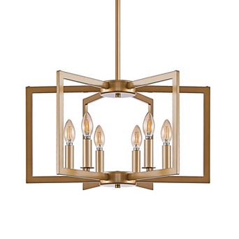 Geometric Metal Pendant Light with Open Frame for Kitchen and Dining Room