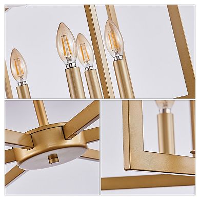 Geometric Metal Pendant Light with Open Frame for Kitchen and Dining Room