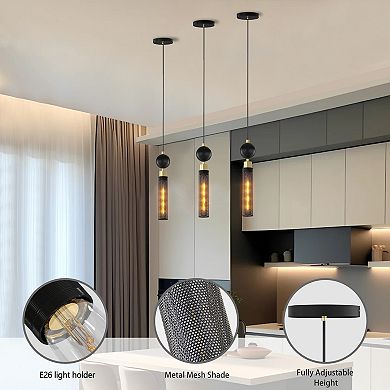 Wrought Iron Pendant Light with Industrial Metal Base for Kitchen and Bathroom