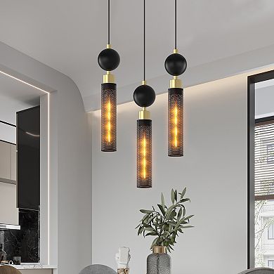 Wrought Iron Pendant Light with Industrial Metal Base for Kitchen and Bathroom