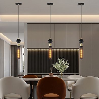 Wrought Iron Pendant Light with Industrial Metal Base for Kitchen and Bathroom