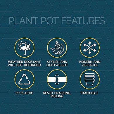 Plant Pots with Drainage Saucers Stackable Indoor Outdoor Planters Durable Weatherproof Pack of 3