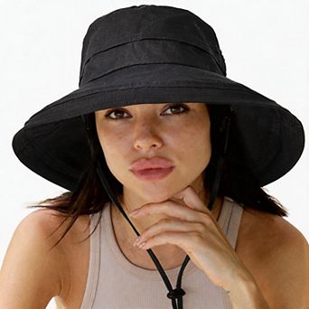 Kaelin Home Womens Cotton Wide Brim Ponytail Sun Hat for Gardening Beach