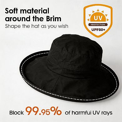Kaelin Home Womens Cotton Wide Brim Ponytail Sun Hat for Gardening Beach