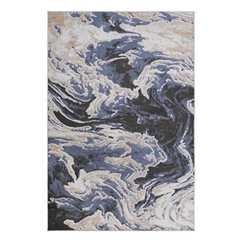 Area Rug Washable Non-Slip Stain Resistant Low-Pile Indoor Rug for Living Room and Bedroom