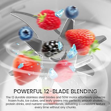 Portable Personal Blender, USB Rechargeable, 12-Blade Mini Smoothie Blender
