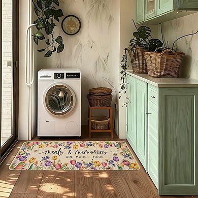 Tulip Floral Kitchen Mat Set Non Slip Low Profile Floor Rugs Home Decor
