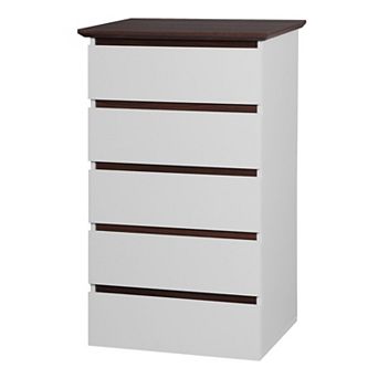 5-Drawer Storage Chest with Two-Tone Wood Frame for Bedroom Organization