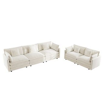 2 pc Sofa Set with Deep Seating and Chenille Fabric for Living Room Coordination
