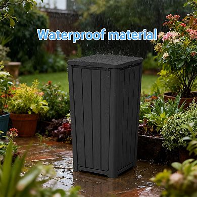 Outdoor Trash Can Weatherproof Waste Container for Patio and Yard