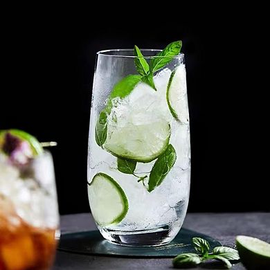 Highball Glasses Set Durable Glass Tumblers with Straws for Drinks