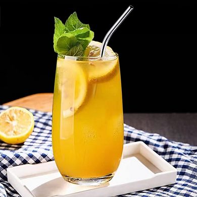 Highball Glasses Set Durable Glass Tumblers with Straws for Drinks