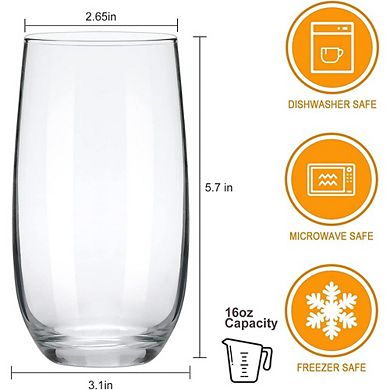 Highball Glasses Set Durable Glass Tumblers with Straws for Drinks