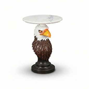 Accent Table with Eagle Head Animal Statue for Living Room Decor