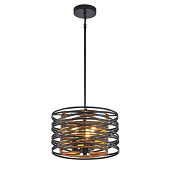 Cage Pendant Light with Rustic Metal Frame for Kitchen Island Lighting